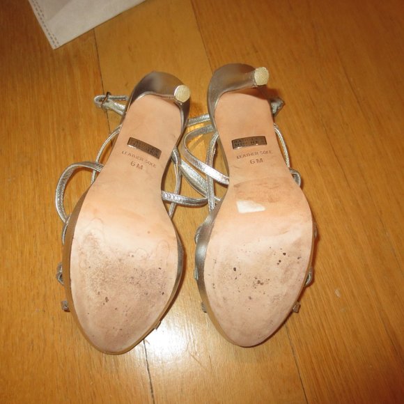 BADGLEY MISCHKA Silver Strappy High Heel Sandals - Picture 9 of 9